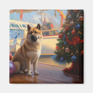 Imán Navidades Akita norteamericanos en crucero: feroz