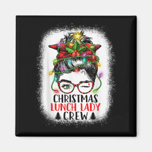 Imán Navidades Almuerzo Dama Crew Messy Bun Women Chris
