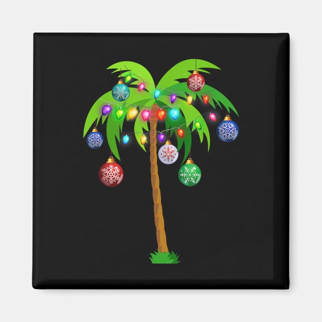 Imán Navidades alumbran palmeras divertidas Hawaii Beac (Frente)