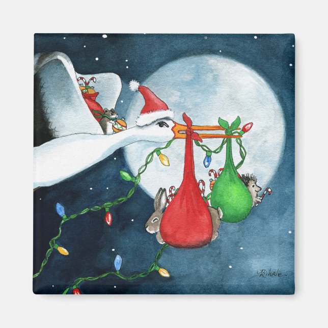 Imán Navidades amigos y familia de Bihrle (Frente)