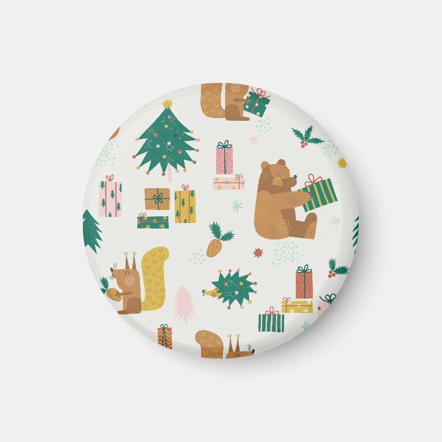 Imán Navidades Animales Forestales: Vibe de época (Frente)