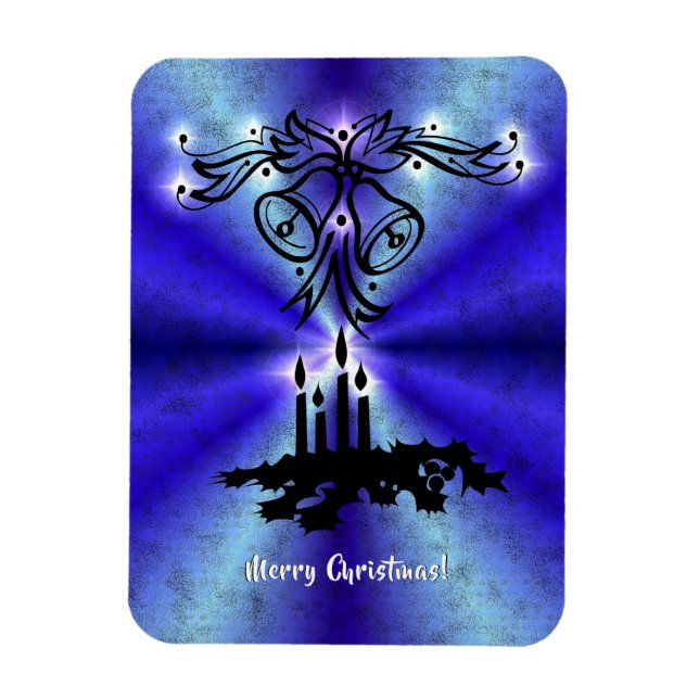 Imán Navidades Artdeco sobre el arcoiris verde azul (Vertical)