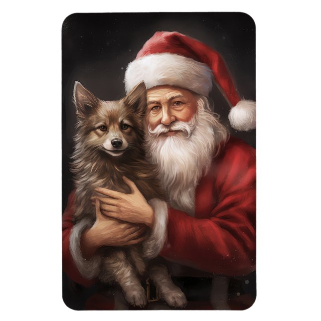 Imán Navidades australianos de Kelpie con Santa Claus (Vertical)