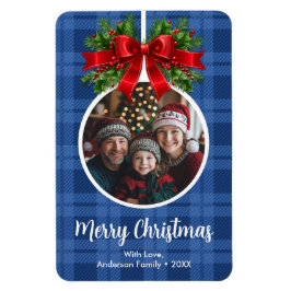Imán Navidades Ball Ornament Photo Blue Buffalo Plaid