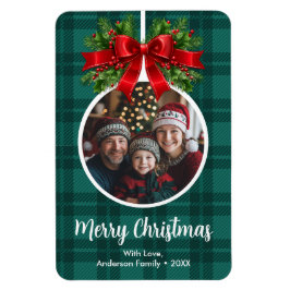 Imán Navidades Ball Ornament Photo Green Buffalo Plaid