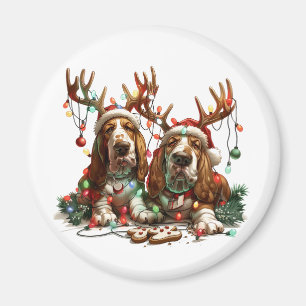 Imán Navidades Basset Hound Dogs