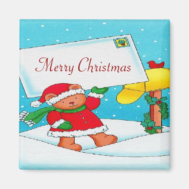 Imán Navidades Bear Post - Square Magnet (Frente)