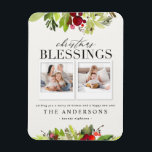Imán Navidades bendiciendo platillos multifoto y follaj<br><div class="desc">Navidades bendiciendo tarjeta de vacaciones de follaje múltiple.</div>