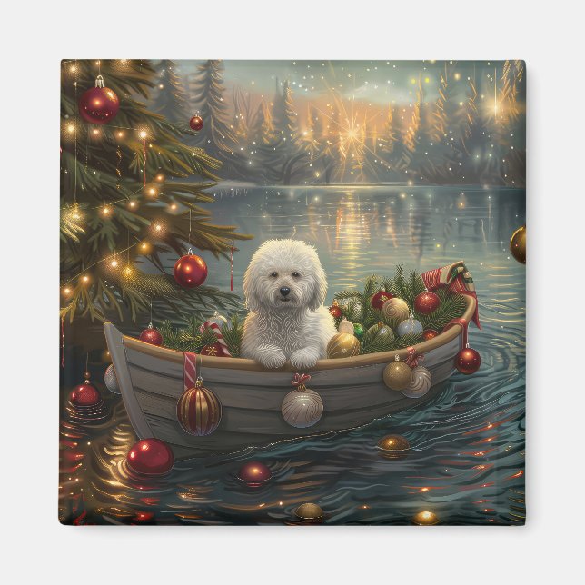 Imán Navidades Bichon Frise Voyage festivo (Frente)