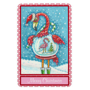 Imán Navidades BLANCOS DE FLAMINGO ROSA NIEVEN MAGNET G