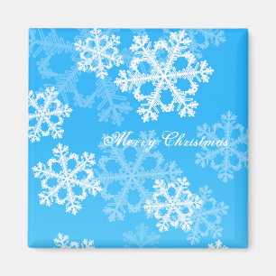Imán Navidades blancos y azules con copos de nieve