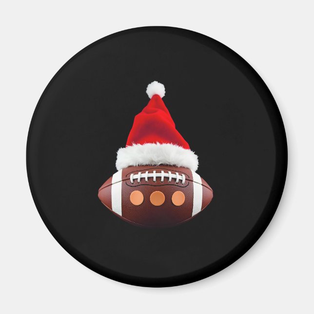 Imán Navidades Bolas de fútbol americano Santa Hat (2) (Frente)