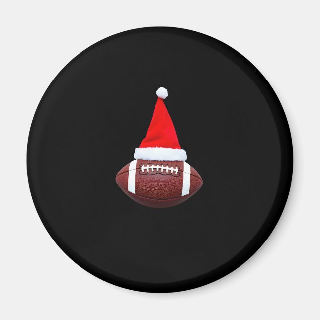 Imán Navidades Bolas de fútbol americano Santa Hat (2) (Frente)
