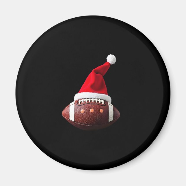 Imán Navidades Bolas de fútbol americano Santa Hat (3) (Frente)