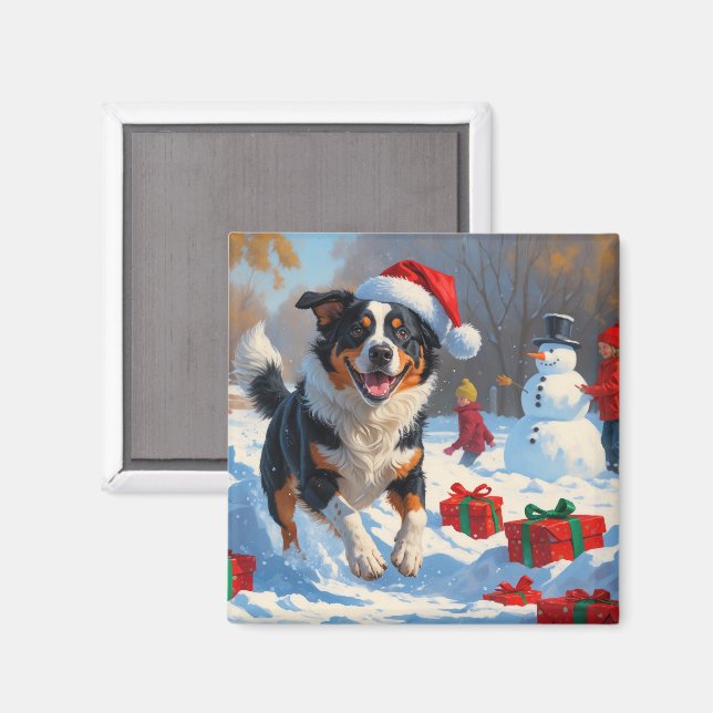 Imán Navidades bovinos australianos celebran escena de  (Anverso/Reverso)