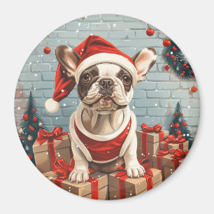 Imán Navidades Bulldog francés Santa Dog