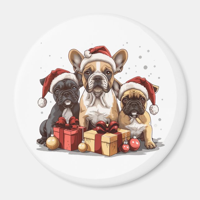 Imán Navidades Bulldoges de Santa Hat (Frente)
