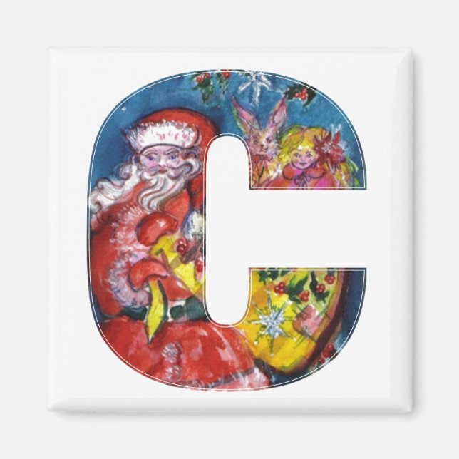 IMÁN NAVIDADES C CARTA / SANTA CON GIFTS MONOGRAM (Frente)