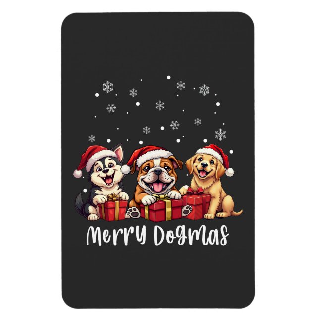 Imán Navidades Cachorros Perros Merry Dogmas (Vertical)