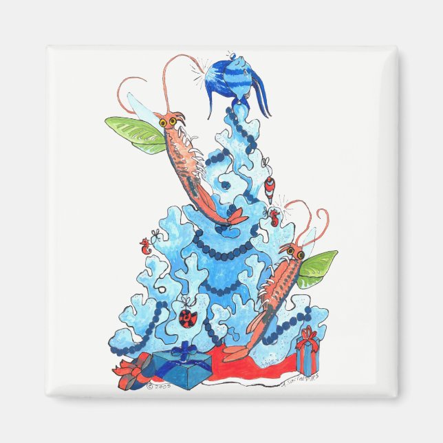 Imán Navidades caprichosos y llenos de camarón y árbol (Frente)