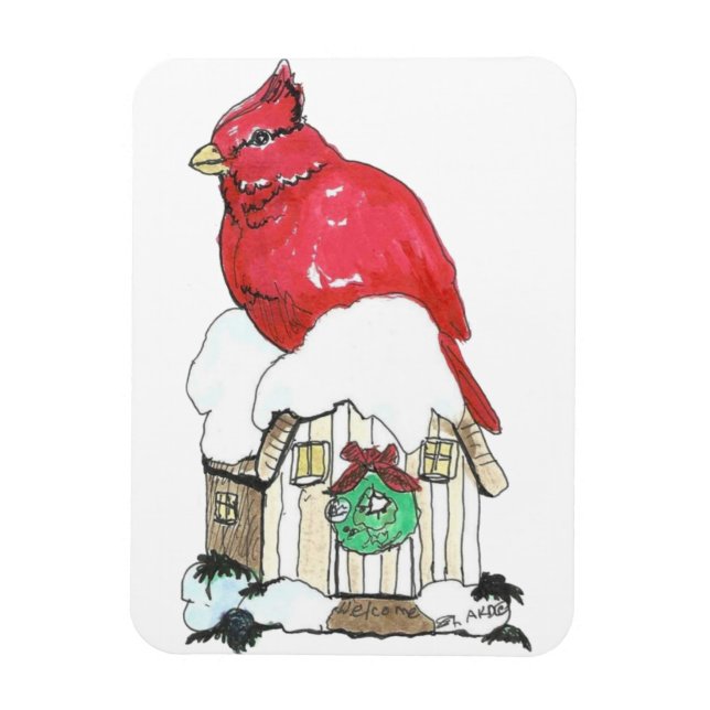 Imán Navidades Cardinal Bird Flexible Magnet (Vertical)