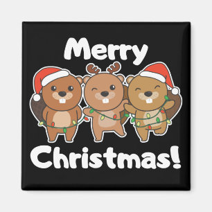 Imán Navidades castores animales castores Feliz Navidad