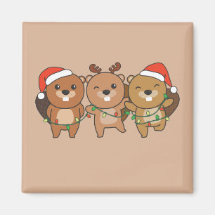 Imán Navidades castores Navidades animales adoran a Mag