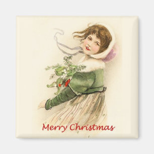 Imán Navidades Chica Vintage Magnet