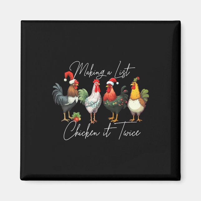 Imán Navidades Chicken Lover Xmas Santa Hat Light Funny (Frente)