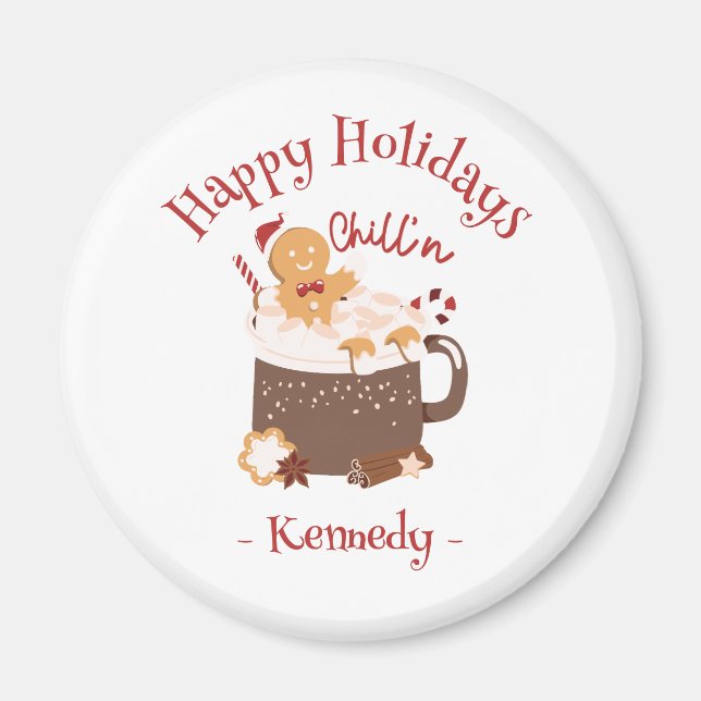 Imán Navidades chilenos Chocolate caliente y Gingerbrea (Frente)