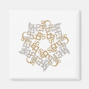 Imán Navidades clásicos de oro plateado Star Calligraph