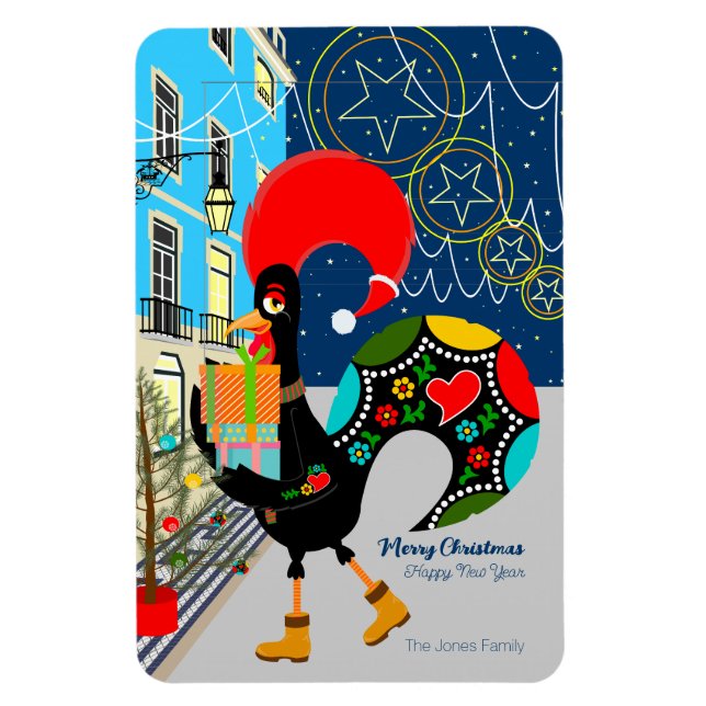 Imán Navidades comprando con el Rooster Portugués (Vertical)