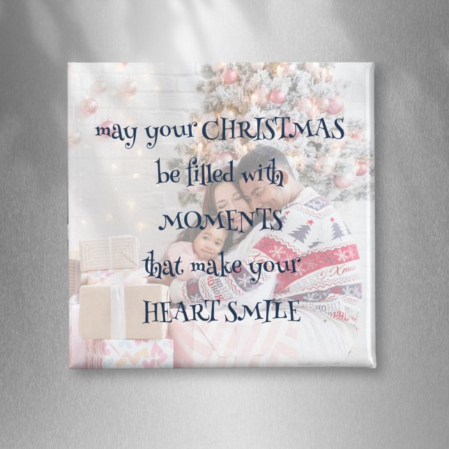 Imán Navidades conmovedores dicen superposición de foto (Heartwarming Festive Words overlaid onto your photo to display on your fridge or give as a gift)