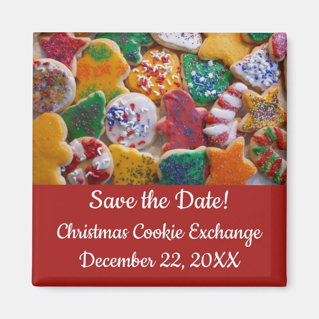 Imán Navidades Cookies vacaciones coloridas Guardar la  (Frente)