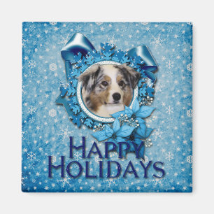 Imán Navidades - Copo de nieve azul - Pastor australian