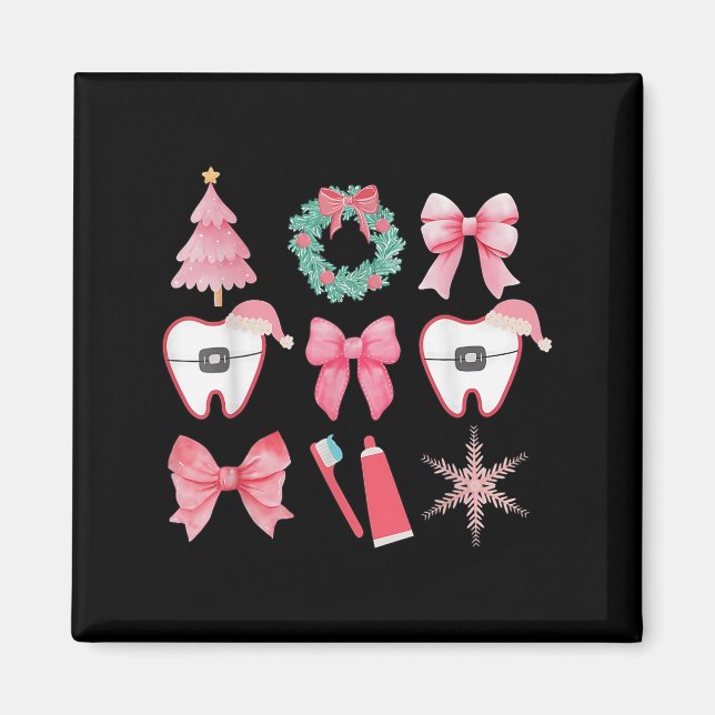 Imán Navidades Coquette Bow Ortodóntico Dental Odontoló (Frente)