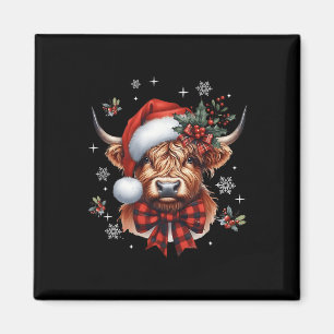 Imán Navidades Coquette Highland Cow Cute Moo Cow Xmas