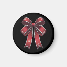 Imán Navidades Coquette Red Bow Con Snowflakes