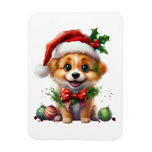 Imán Navidades cortos con Santa Hat y Bow