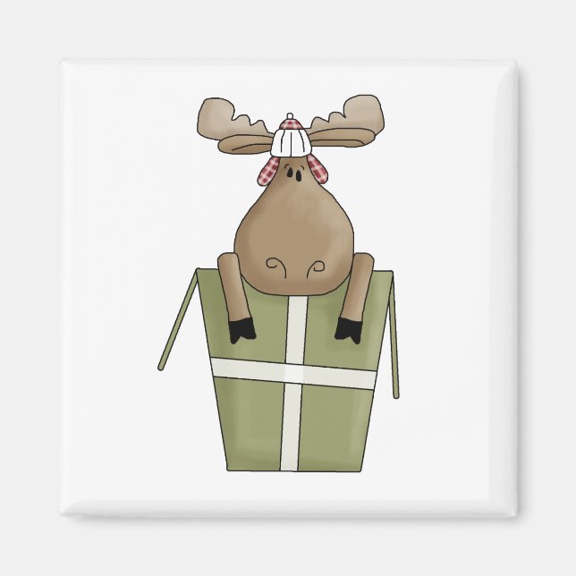 Imán Navidades Critters ・ Moose & Gift Box (Frente)