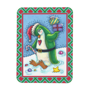 IMÁN NAVIDADES CUIDADOS PENGUIN VESTIDO DE VERDE, VACAC