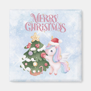 Imán Navidades Cuidados Unicornio En El Cielo Azul Espa