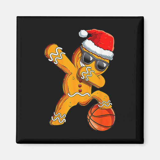 Imán Navidades Cute Dabbing Gingerbread Guay Baloncesto (Frente)
