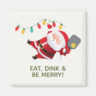 Imán Navidades Cute Pickleball Santa White