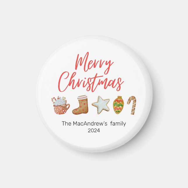 Imán Navidades de acuarela galletas beben caramelos (Frente)