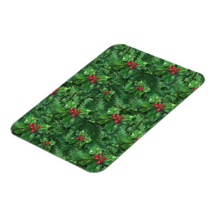 Imán Navidades de acuarela Holly Berries