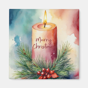 Imán Navidades de acuarela Ilustracion festivo de velas