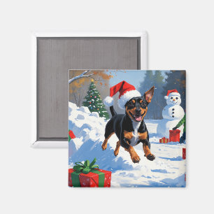 Imán Navidades de Affenpinscher en escena de nieve fest