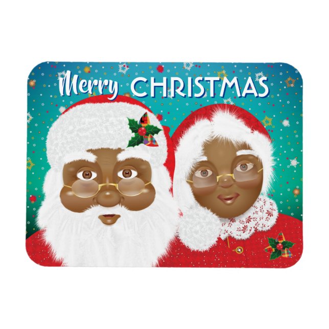 Imán Navidades de African American Santa y Mrs Claus (Horizontal)