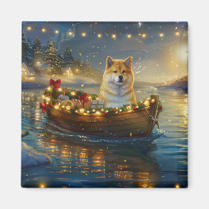 Imán Navidades de Akita norteamericanos disfrutan de un